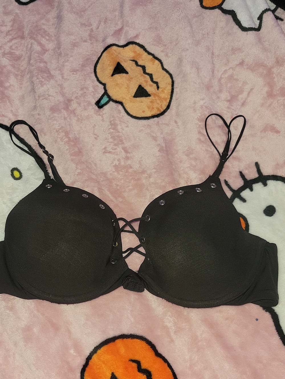 Black Lace-Up Rave Bra